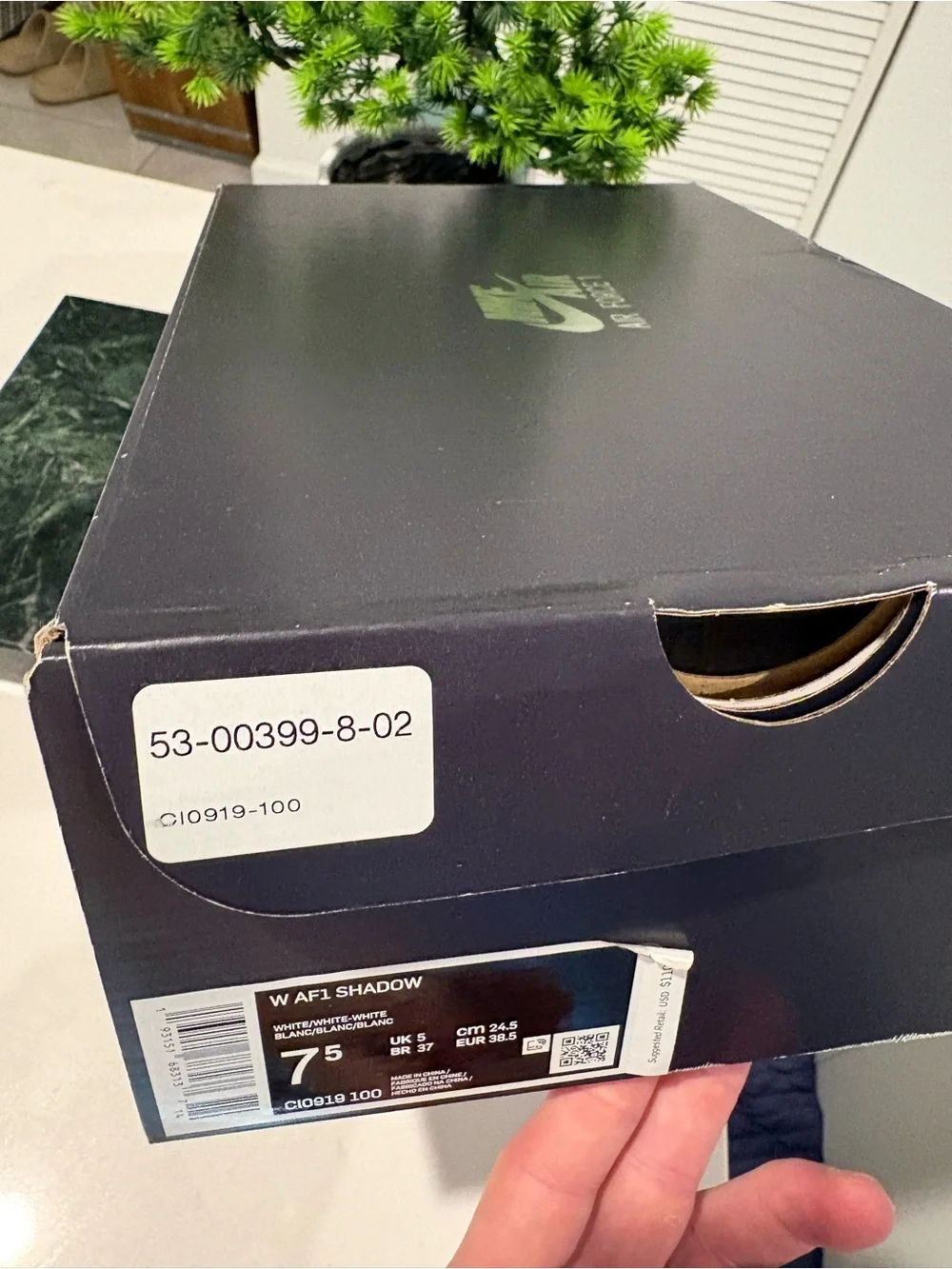 Nike W AF1 Shadow White white with extra laces new in box size 7.5 women’s